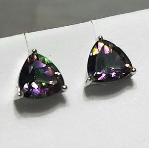 1.40 ctw Mystic Topaz Sterling Silver Stud Earrings NEW
